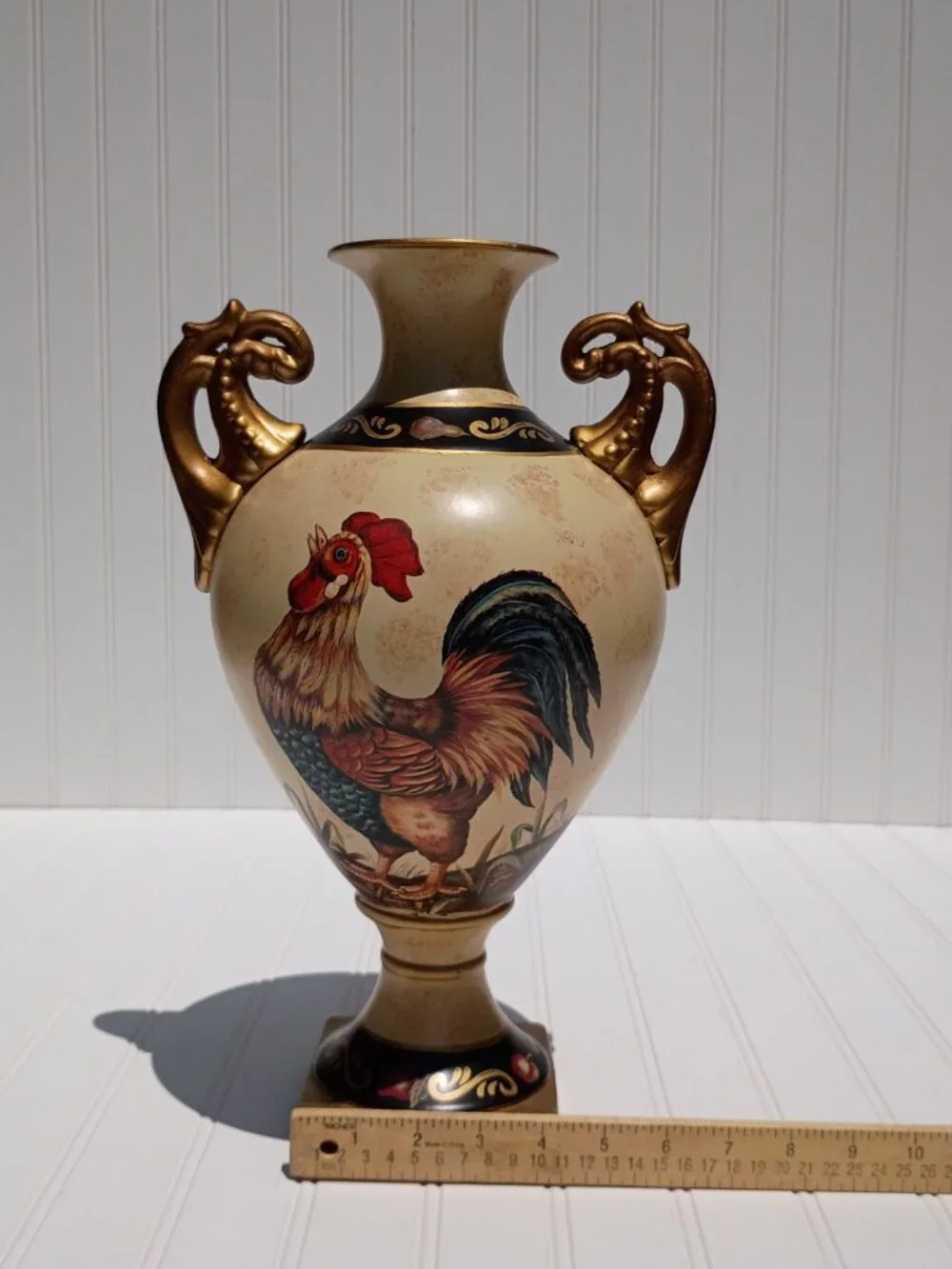 Vtg La Dolce Vita Ja Designs Antique Rooster Collection Ceramic Vase Urn 15.5